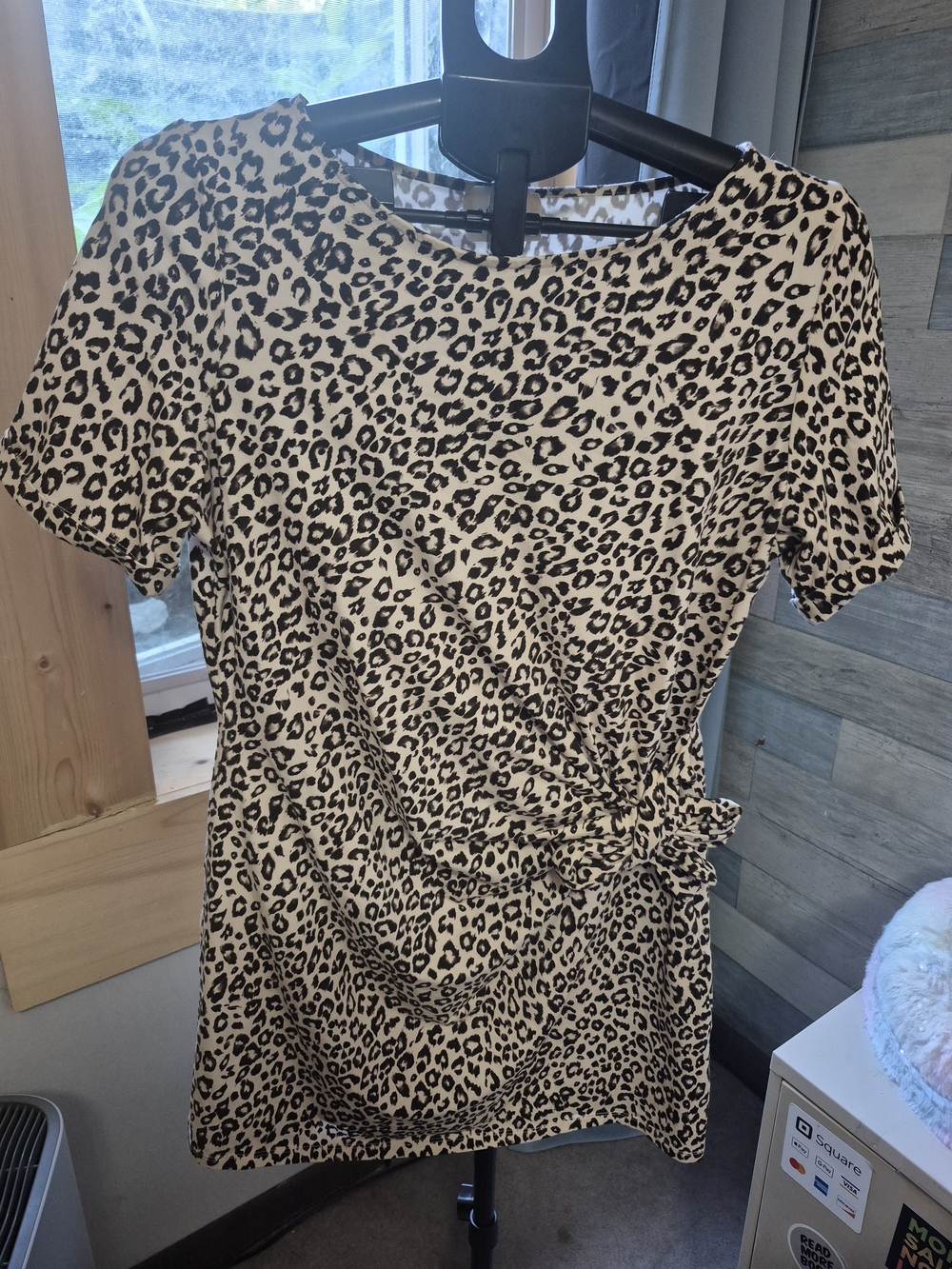 Sézane Pippa Short Leopard Print Tie-Waist Mini Dress XXL Organic Cotton - Picture 2 of 5